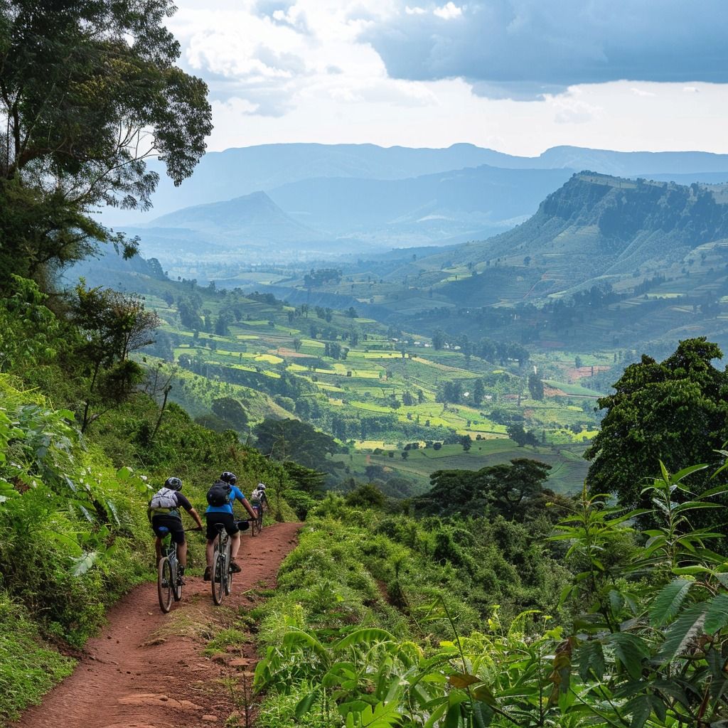 Bike trail through Kilimanjaro alpine zone